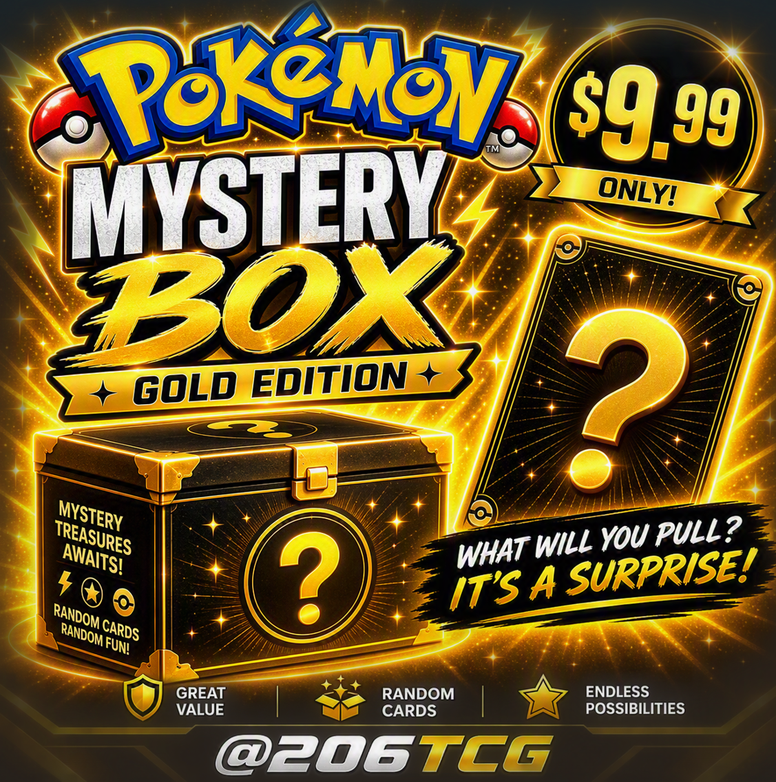 Mystery Pokémon Single Pack Box Gold Edition